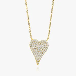 S925 Sterling Silver Rhinestone Heart Pendant Necklace For Women Trendy Fashion Inlaid Jewelry Elegant Clavicle Chain Gift