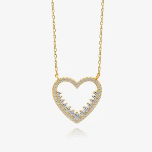 925 Sterling Silver Heart Pendant Necklace For Women Elegant Micro Inlaid Zirconia Hollow Love Charm Necklaces Gift