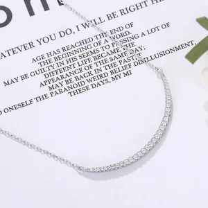 Elegant S925 sterling silver smiling face necklace with micro-pave white zircon diamonds