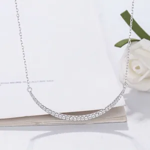 Elegant S925 sterling silver smile necklace with sparkling pavé cubic zirconia