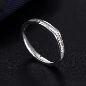 Minimalist S925 sterling silver V-shaped ring featuring elegant pave set white zircons