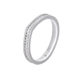 Elegant 925 sterling silver V-shaped ring with pavé diamonds for women in silver color