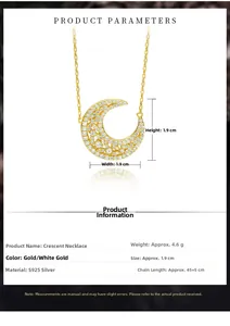 Détail du pendentif lune en argent S925 avec sertissage de zircons cubiques brillants