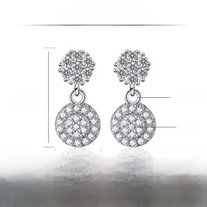 Detail view of S925 silver double hoop earrings with 7A zircon dimensions and weight