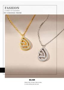 Détail de pendentifs goutte en argent S925 évidés avec pavage de zircons brillants