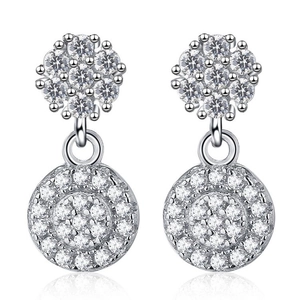 Elegant S925 sterling silver double hoop earrings with sparkling cubic zirconia crystals