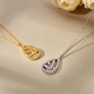 Colliers avec pendentif goutte en argent sterling S925 finitions or et argent