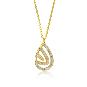 Collier minimaliste en argent S925 avec pendentif goutte d'eau évidé et pierres