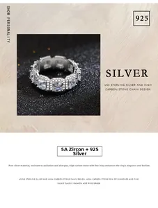 Detailed view of S925 sterling silver band featuring 5A zircon micro-pave setting