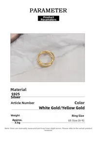 Detail of S925 sterling silver double-layer ring featuring minimalist dual-band structure