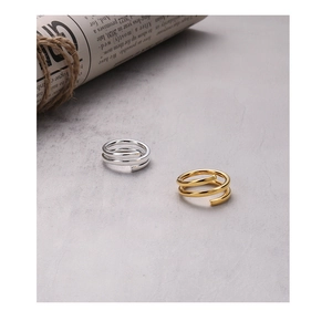 Minimalist S925 sterling silver layered spiral rings in gold and silver finish
