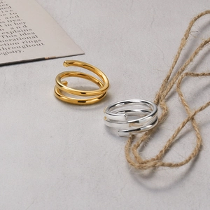 Chic S925 sterling silver spiral wrap ring in gold and silver finish with open design
