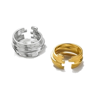 Minimalist S925 sterling silver multilayer winding open rings in gold and silver finish