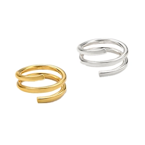 Minimalist S925 sterling silver double layer spiral open ring in gold and silver finish