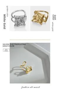 Detail of S925 sterling silver lava rings in gold and platinum finishes