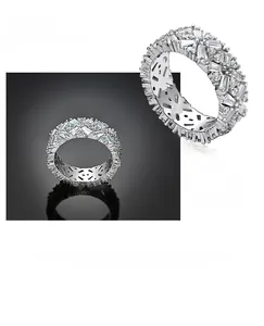 Detail of 925 silver ring featuring multi-layer plating and luxury pavé cubic zirconia