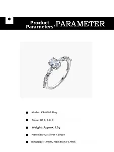 Detailansicht des S925 Sterling Silber Ring mit ovalen und marquise Zirkonia Steinen