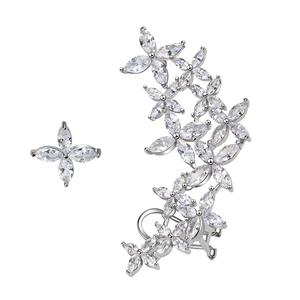 Elegant S925 sterling silver snowflake stud earrings featuring marquise zirconia crystals