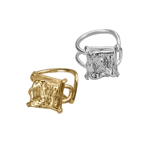 S925 sterling silver lava rings in gold and silver finish with irregular molten texture
