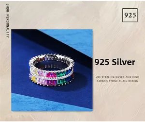 Detailed macro view of 925 sterling silver ring with rainbow high carbon stones