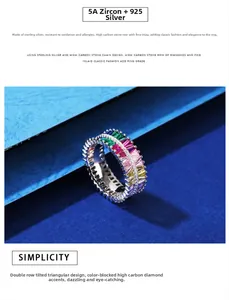 Macro detail of rainbow high carbon diamond ring with double row triangle inlay