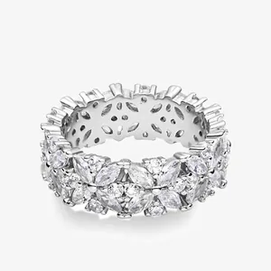 Bague Flocon de Neige en Argent Sterling 925 de Luxe pour Femmes avec Zirconia Taille Marquise Alliance Éternité Bijoux de Mode