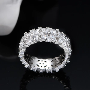 Bague flocon de neige luxe en argent 925 avec diamants scintillants taille marquise