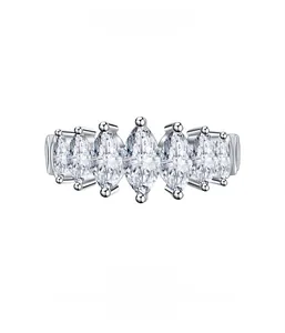 Micro-view showing seven marquise-cut carbon diamonds in micro-pave 925 silver setting