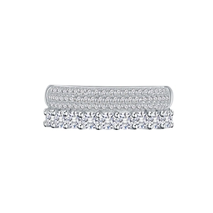 Exquisite double-row micro-pave 925 sterling silver ring with sparkling round zircons