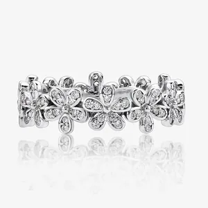 S925 Sterlingsilber Gänseblümchen Ring Für Damen Minimalistisch Blumen Band Ring Mit Funkelndem Zirkonia Koreanischer Schmuck