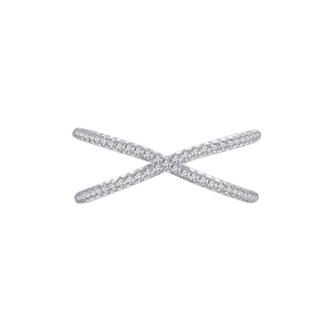 Minimalist S925 sterling silver X-shaped cross ring with sparkling zircon stones