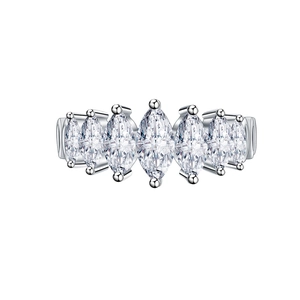 Elegant S925 silver ring featuring seven marquise cut stones in a classic prong setting