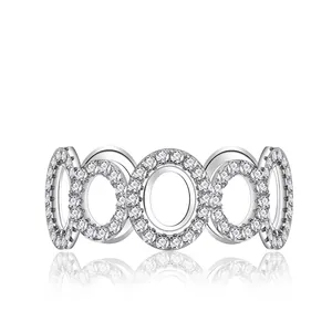 S925 Sterlingsilber Ring Mit Kreisförmigem Glied Für Damen Minimalistisch Eingelegte Strass Hohl Geometrische Kette Mode Schmuck