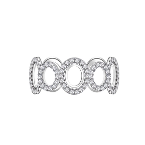 Moderner S925 Sterlingsilber Ring mit ineinandergreifenden Ovalen und Zirkonia-Besatz