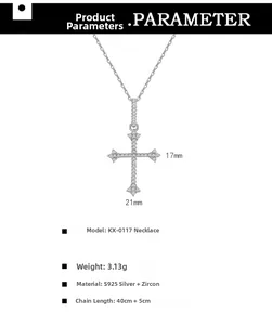 Detail specifications of S925 sterling silver cross necklace with size and weight info