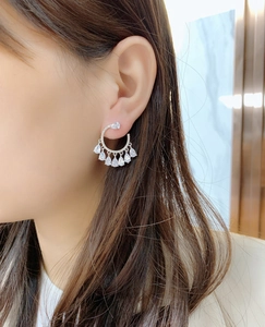 Detailed close-up of S925 sterling silver drop earrings with shimmering zircon stones