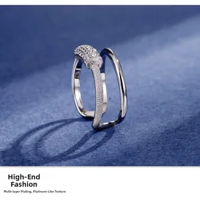 Detail of double-layered sterling silver ring with micro-pave cubic zirconia inlay