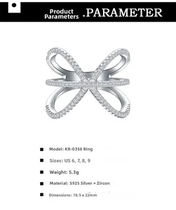Detailed product specifications of 925 sterling silver bow ring with size and weight data