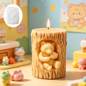 3D Bär und Bienenwaben Silikonform für handgefertigte Duftkerzen und Harz-Handwerk