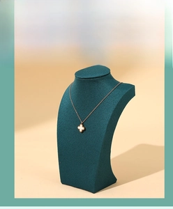 Deep green velvet portrait necklace display stand with premium ergonomic bust design