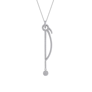 Long collier avec pendentif gland en argent sterling S925 et pierres de zircon