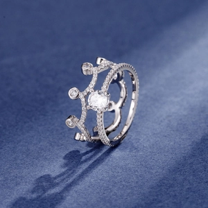 Ensemble de bagues couronne empilables en argent 925 avec pavé de zircons étincelants
