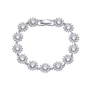 Luxurious S925 sterling silver sunflower bracelet with sparkling cubic zirconia pavé setting