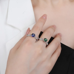S925 silver rings with blue and green gemstones featuring twisted vine bands