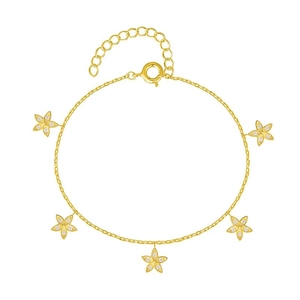 Bracelet trèfle élégant en argent sterling 925 doré avec des pierres de zircone fines