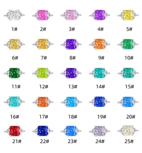 Catalog of 25 radiant cut sapphire rings in 925 sterling silver with triangular side stones
