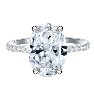 Luxurious S925 sterling silver ring featuring a large oval cut gemstone and pavé band