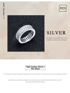 Detailed macro view of S925 sterling silver ring with rectangular and round zirconia stones