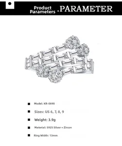 Detailed view of S925 sterling silver multilayer bamboo ring with sparkling zircon inlay