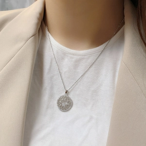 S925 Sterling Silber Stern Halskette mit Zirkonia Anhänger für Damen im Spitzen-Design